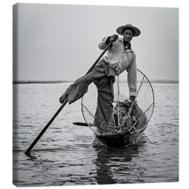 Leinwandbild Einbeinfischer auf dem Inle See