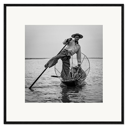 Impression artistique encadrée Fisherman in Myanmar