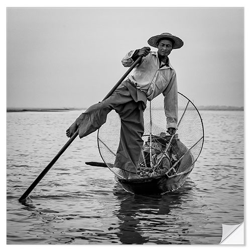 Wandsticker Einbeinfischer auf dem Inle See