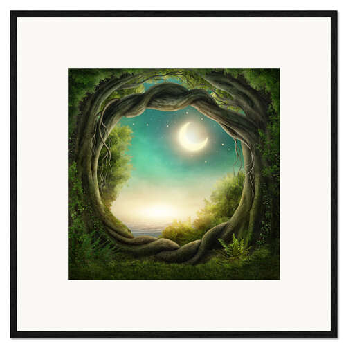 Gerahmter Kunstdruck Illustration eines magischen Waldes