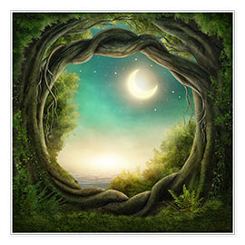 Poster Illustration eines magischen Waldes