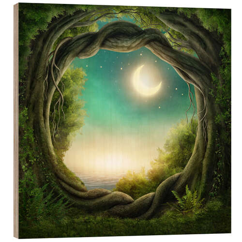 Tableau en bois Illustration of a magic forest