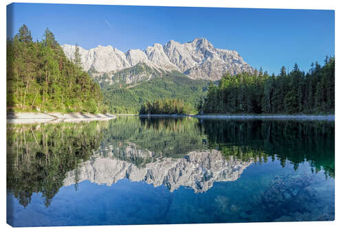 Lærredsbillede Lake Eibsee with Mount Zugspitze