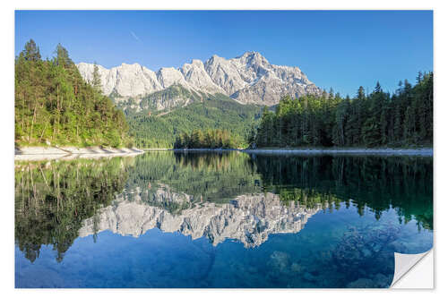 Selvklebende plakat Lake Eibsee with Mount Zugspitze