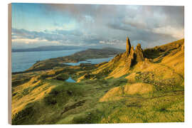 Holzbild Old Man of Storr im Morgenlicht, Isle of Skye, Schottland