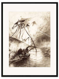 Kehystetty taidepainatus Martian Fighting Machine in the Thames Valley