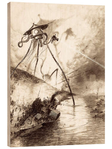 Wood print Martian Fighting Machine in the Thames Valley