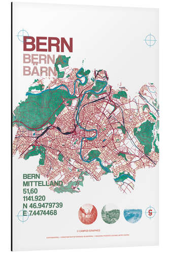 Aluminium print City motif Bern card