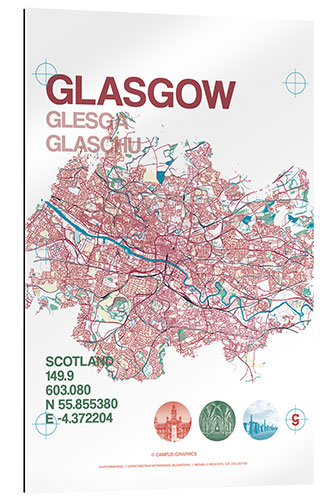 Gallery print Glasgow city map