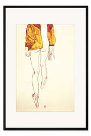 Gerahmter Kunstdruck Stehender Halbakt mit braunem Hemd