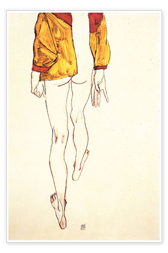 Poster Seminudo in piedi con camicia marrone