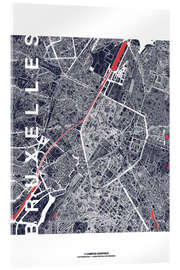 Cuadro de metacrilato Brussels map city midnight