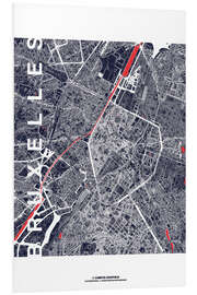 Stampa su PVC Brussels map city midnight