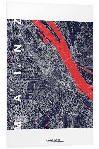 PVC print Mainz city map midnight