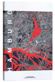 Stampa su tela  Mappa della città di Amburgo di notte - campus graphics