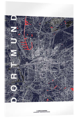 Acrylic print City of Dortmund Map midnight