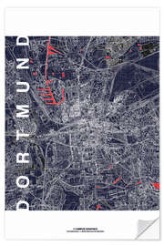 Wall sticker City of Dortmund Map midnight