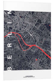 Stampa su PVC Mappa della città di Berlino di notte