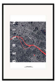 Gerahmter Kunstdruck Berlin Karte Mitternacht