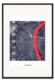 Gerahmter Kunstdruck Cologne Karte Mitternacht (Köln)