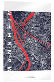 Akrylglastavla City of Mannheim Map midnight