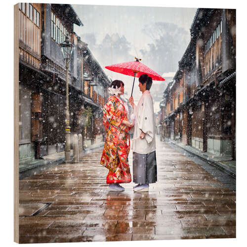 Quadro de madeira Japanese wedding parade in winter in Kanagawa, Japan