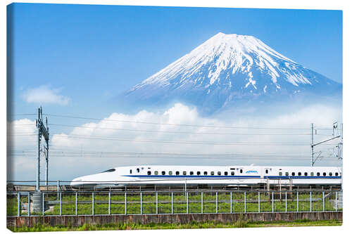 Canvastavla Japanese bullet train passes Mount Fuji