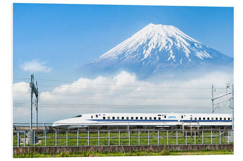 Tableau en PVC Un train japonais devant le Mont Fuji