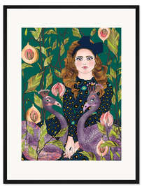 Gerahmter Kunstdruck Portrait with peacocks