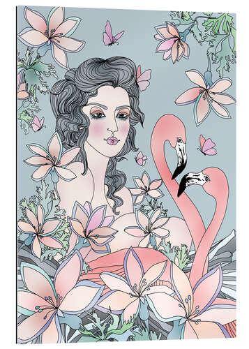 Gallery print Love Pink flamingos