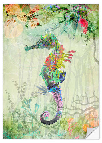 Muursticker Ocean seahorse