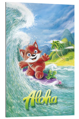 Tableau en plexi-alu Aloha, le renard surfeur