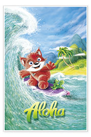 Poster Aloha Surfer Fox