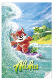 Selvklebende plakat Aloha Surfer Fox