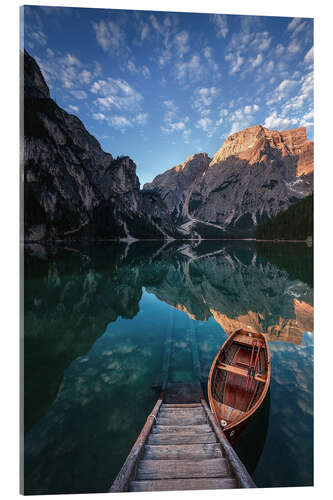 Acrylglasbild Morgenstimmung am Pragser Wildsee / Lago di Braies