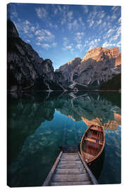 Canvas print Early morning on Lake Braies / Lago di Braies