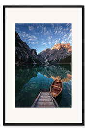 Gerahmter Kunstdruck Morgenstimmung am Pragser Wildsee / Lago di Braies