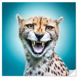 Selvklebende plakat Funny Wild Faces Cheetah