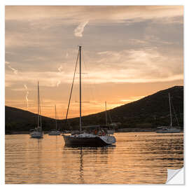 Selvklebende plakat Sailing boats in the Evening Light