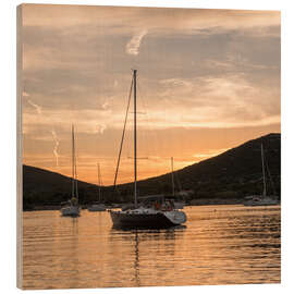 Wood print Sailing boats in the Evening Light