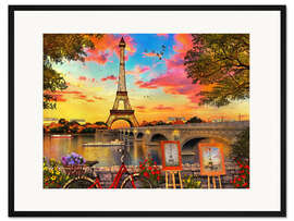 Gerahmter Kunstdruck Paris bei Sonnenuntergang