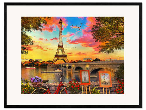 Plakat artystyczny premium w ramie Paris Sunset