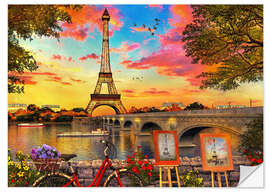 Selvklebende plakat Paris Sunset