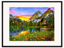 Gerahmter Kunstdruck Alpensee