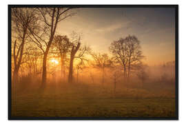 Gerahmter Kunstdruck Sonnenaufgang mit Nebel