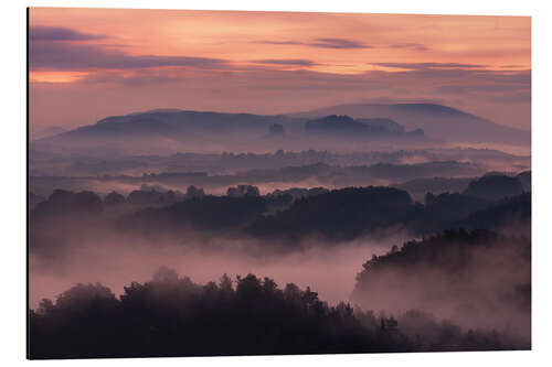 Aluminium print mountains and fog