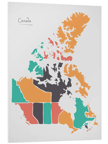 Foam board print Canada map modern abstract with round shapes