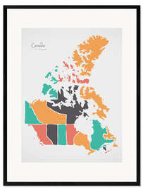 Impression artistique encadrée Carte moderne du Canada