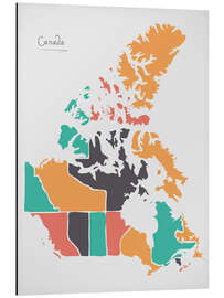 Magnettafel Kanada Landkarte modern abstrakt mit runden Formen