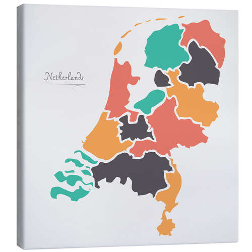 Canvastavla Netherlands map modern abstract with round shapes